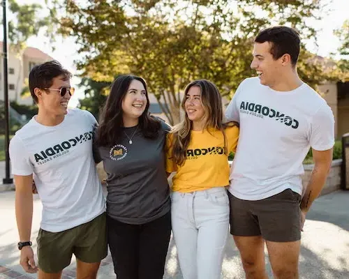 4 Concordia students in Concordia T-Shirts